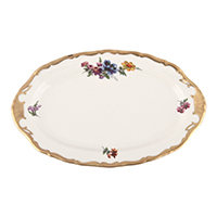 Блюдо овальное 25см 1шт Мейсенский букет Слоновая кость