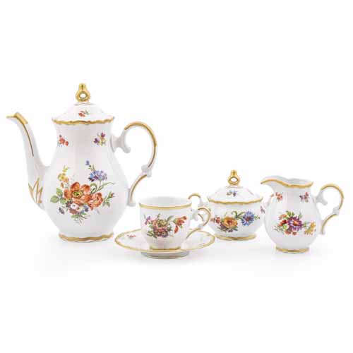 Сервиз кофейный Мокко 6пер 15пр Мейсенский букет Queen's Crown Сервиз кофейный Мокко 6пер 15пр Мейсенский букет Queen's Crown