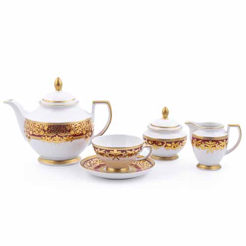 Сервиз чайный 6пер 15пр Natalia Bordeaux Gold Falkenporzellan Сервиз чайный 6пер 15пр Natalia Bordeaux Gold Falkenporzellan
