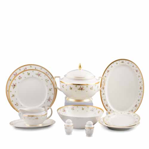 Сервиз столовый 6пер 26пр с супником с тарелками Constanza Creme Primavera Gold Falkenporzellan Сервиз столовый 6пер 26пр с супником с тарелками Constanza Creme Primavera Gold Falkenporzellan