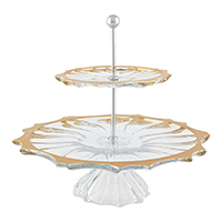 Горка 2 яруса на ножке Plantica gold rim Aurum Crystal