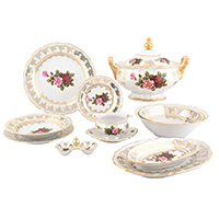 Сервиз столовый 6пер 26пр с супником с тарелками без масл Аристократ Роза Queen's Crown