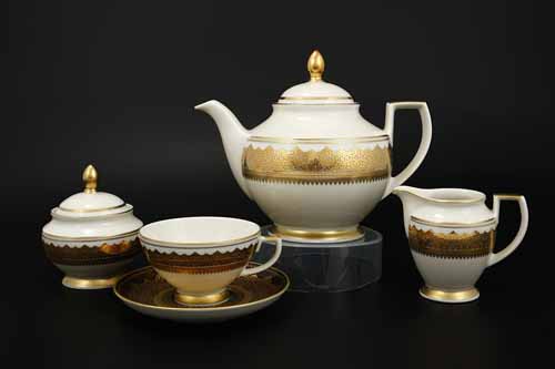 Сервиз чайный 6пер 15пр Agadir Braun Gold Falkenporzellan Сервиз чайный 6пер 15пр Agadir Braun Gold Falkenporzellan