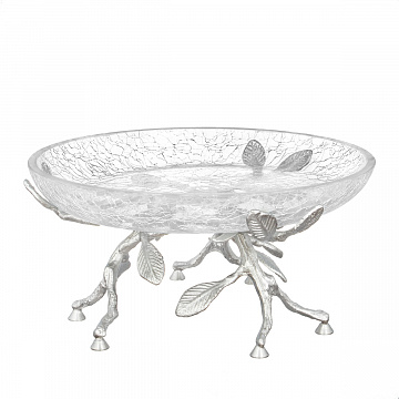 Тортница 19*19*10см малая Серебро Белый обгез Taj Glass Тортница 19*19*10см малая Серебро Белый обгез Taj Glass