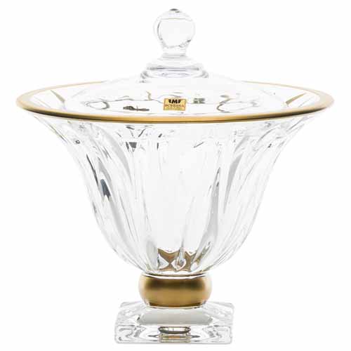 Конфетница 22,5см н/н с крышкой Flame Матовое золото AS Crystal Конфетница 22,5см н/н с крышкой Flame Матовое золото AS Crystal