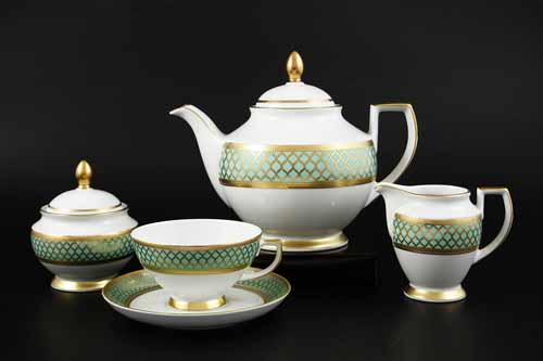 Сервиз чайный 6пер 15пр Valencia Seladon Gold Falkenporzellan Сервиз чайный 6пер 15пр Valencia Seladon Gold Falkenporzellan