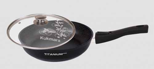 Сковорода 24см с ручкой и стек крышкой Titanium Pro Кукмара Сковорода 24см с ручкой и стек крышкой Titanium Pro Кукмара