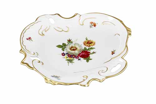 Салатник ракушка 1шт Мейсенский букет Queen's Crown Салатник ракушка 1шт Мейсенский букет Queen's Crown