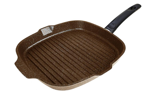 Сковорода-гриль квадратная 28см со с/ручкой Кофейный мрамор 