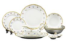 Сервиз столовый 6пер 25 пр без супника с тарелками без масленки Мейсенский цветок Queen's Crown