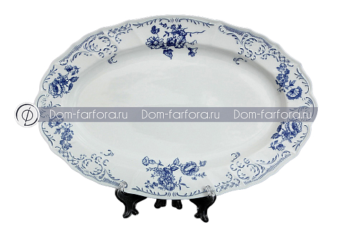 Блюдо овальное 36см Синие розы (3шт кор) Bernadotte Блюдо овальное 36см Синие розы (3шт кор) Bernadotte
