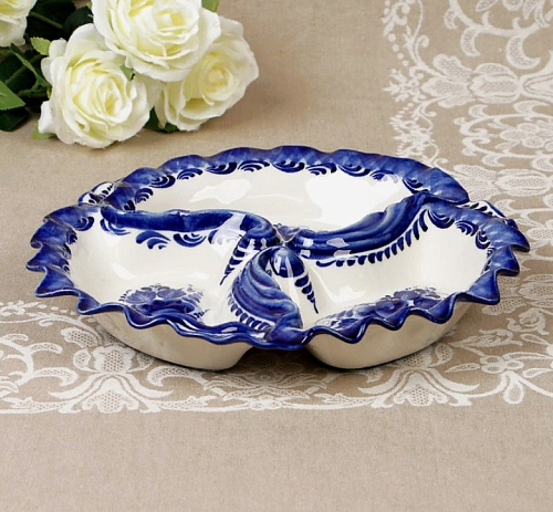 Менажница большая, гжель