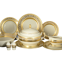 Сервиз столовый 6пер 26пр с супником Constanza Cream Royal Gold Falkenporzellan