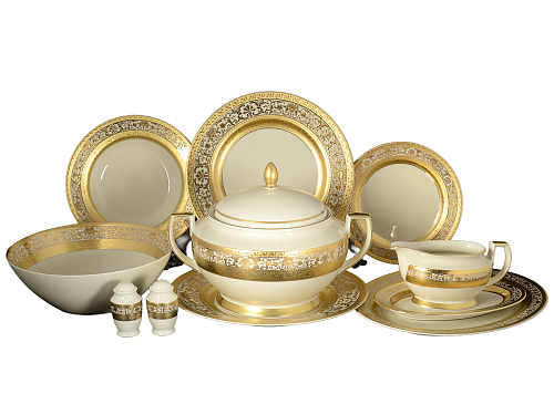 Сервиз столовый 6пер 26пр с супником Constanza Cream Royal Gold Falkenporzellan