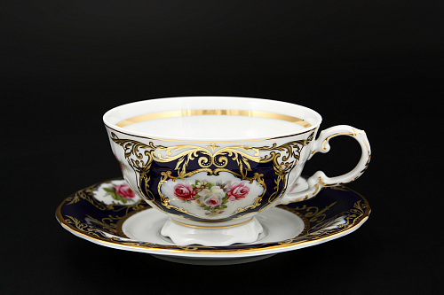 Набор чайных пар 200мл 6шт Соната кобальт полевой цветок