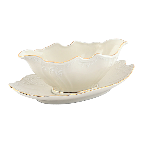 Соусник 0,5л овальный Белый узор слоновая кость Bernadotte