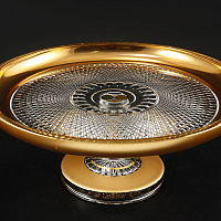 Тортница на ножке 31,5см хрусталь с золотом