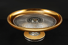 Тортница на ножке 31,5см хрусталь с золотом