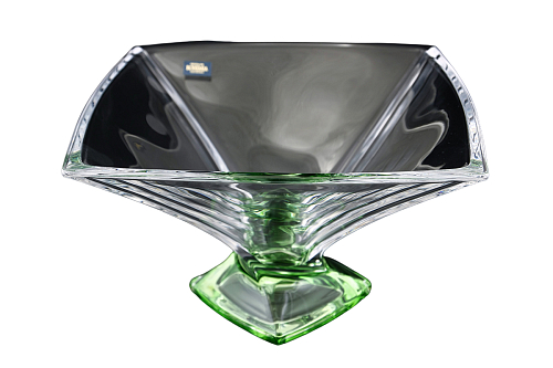 Фруктовница 32,5см Quadro зеленая ножка Crystalite Bohemia