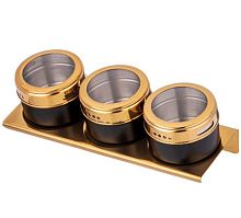 Набор для специй на магнитах+подставка 4 пр Agness Черное золото