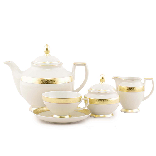 Сервиз чайный 6пер 15пр Constanza Creme Gold 9349 Falkenporzellan
