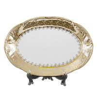 Блюдо овальное 1шт Фредерика Бежевый лист