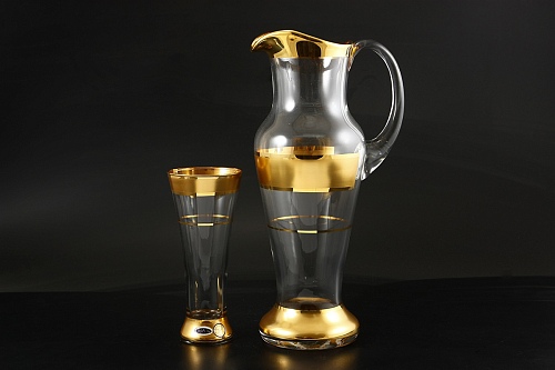 Набор 7пр графин и стаканы Матовая полоса золото