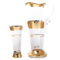 Набор 7пр графин и стаканы Матовая полоса золото AS Crystal