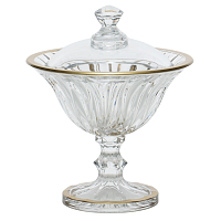 Конфетница 13,5см с крышкой Flame Матовое золото AS Crystal