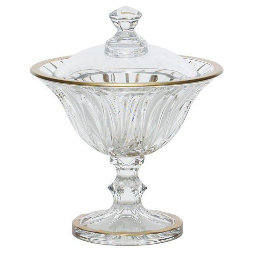 Конфетница 13,5см с крышкой Flame Матовое золото AS Crystal