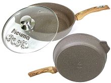 Сковорода 24см с ручкой и стек крышкой Гранит Brown Мечта