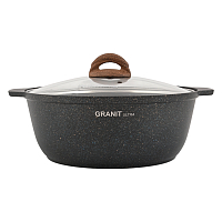 Жаровня 5л 28см со стеклянной крышкой Granit Ultra Blue Кукмара