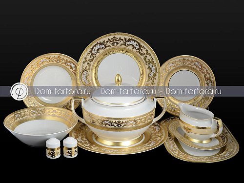 Сервиз столовый 6пер 26пр Alena 3D Cream Gold