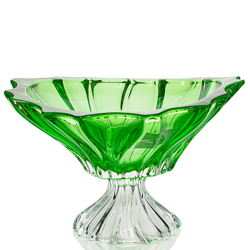 Фруктовница 33см на ножке Plantica Green Aurum Crystal