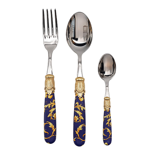 Набор столовых приборов 18пр Ischia Antique Gold Prestige Blue Domus Design