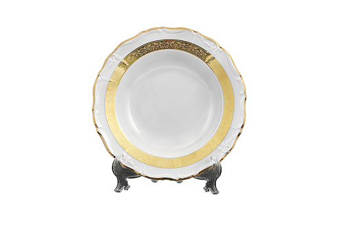 Набор тарелок 23см 6шт Золотая лента Слоновая кость