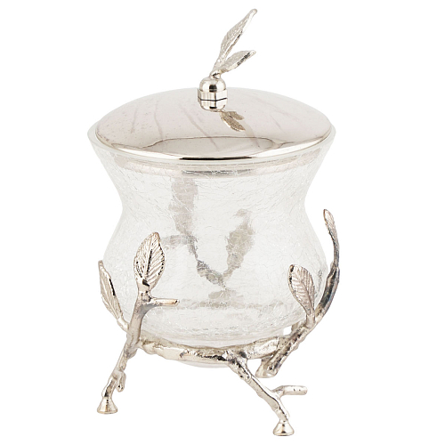 Банка для меда Серебро Белый обгез Taj Glass