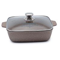 Жаровня 26*26см с крышкой Гранит Brown Мечта