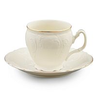 Набор чайных пар 160мл 6шт бочка Белый узор слоновая кость Bernadotte