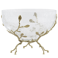 Фруктовница 29*29*21,5см круглая большая Золото Белый обгез Taj Glass