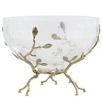 Фруктовница 29*29*21,5см круглая большая Золото Белый обгез Taj Glass
