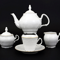 Сервиз чайный 6пер 15пр Белый узор ведерко Bernadotte