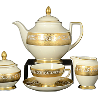 Сервиз чайный 6пер 15пр Constanza Cream Royal Gold Falkenporzellan