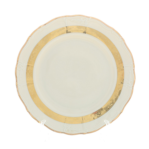 Набор тарелок 27см 6шт Золотая лента Слоновая кость