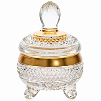 Конфетница 8,5см с крышкой хрусталь с золотом Фелиция Crystal HeArt