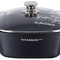 Кастрюля 6,5л 28см квадратная со стекл.крышкой Titanium Pro