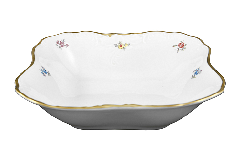 Салатник 24см квадратный Мейсенский цветок Слоновая кость Аристократ 