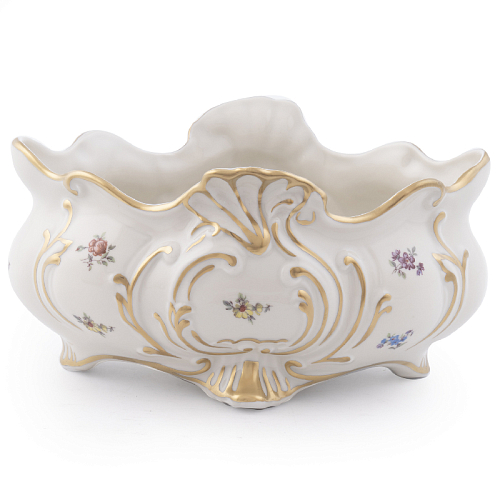 Фруктовница Ладья 22см Мейсенский цветок слоновая кость Аристократ Queen's Crown Фруктовница Ладья 22см Мейсенский цветок слоновая кость Аристократ Queen's Crown