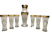 Набор 7пр графин и стаканы Каро Х-ка золото с камнями Balvinglass