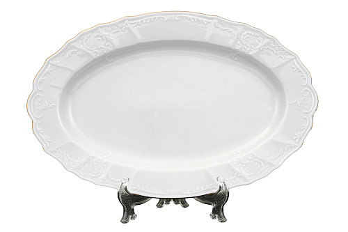 Блюдо овальное 36см 1шт Белый узор Слоновая кость Bernadotte